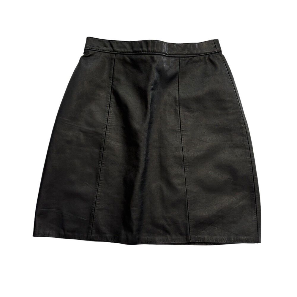 Vintage Women's Black Leather 18" Skirt Size ~24" Waist Opera Brand‎